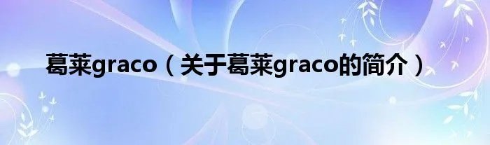 葛莱graco（关于葛莱graco的简介）
