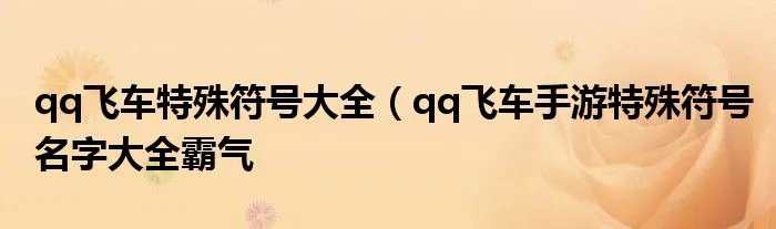qq飞车特殊符号大全（qq飞车手游特殊符号名字大全霸气