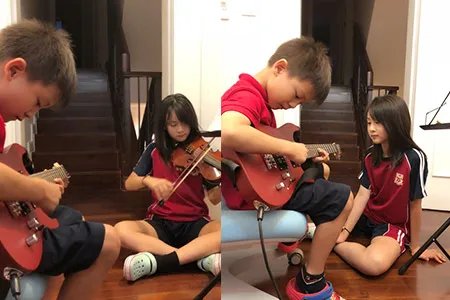 叶一茜晒练琴照引网友围观 复古写真曝光神态自若