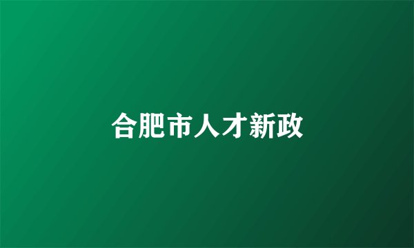 合肥市人才新政