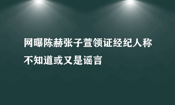 网曝陈赫张子萱领证经纪人称不知道或又是谣言