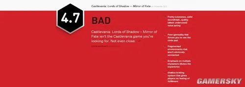 3DS《恶魔城：暗影之王-宿命镜面》仅获IGN评4.5分 史无前例的侮辱性扼杀