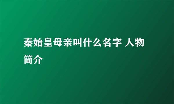 秦始皇母亲叫什么名字 人物简介