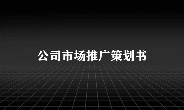 公司市场推广策划书