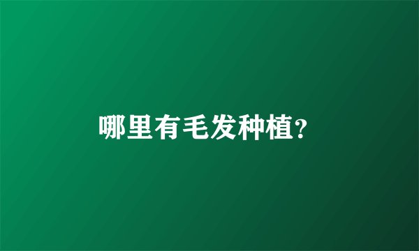 哪里有毛发种植？