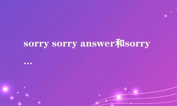 sorry sorry answer和sorry sorry有什么不同