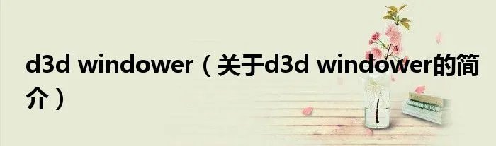 d3d windower（关于d3d windower的简介）