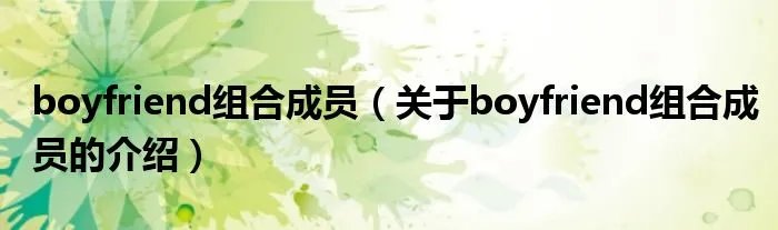boyfriend组合成员（关于boyfriend组合成员的介绍）