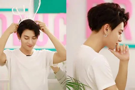 黄子韬兔耳再现超软萌 机场现身穿红运动服很帅气