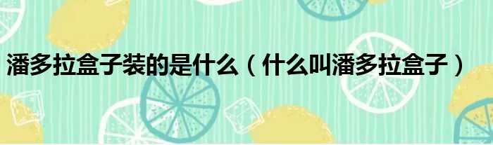 潘多拉盒子装的是什么（什么叫潘多拉盒子）