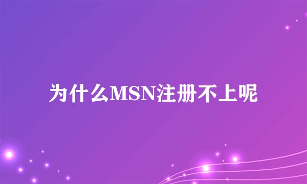 为什么MSN注册不上呢