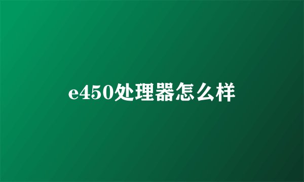 e450处理器怎么样