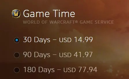 《WOW》国服月卡与其他服务器月卡价格对比