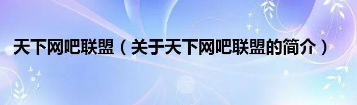 天下网吧联盟（关于天下网吧联盟的简介）