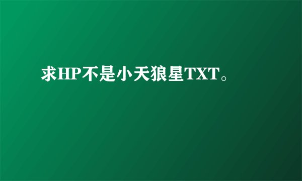 求HP不是小天狼星TXT。