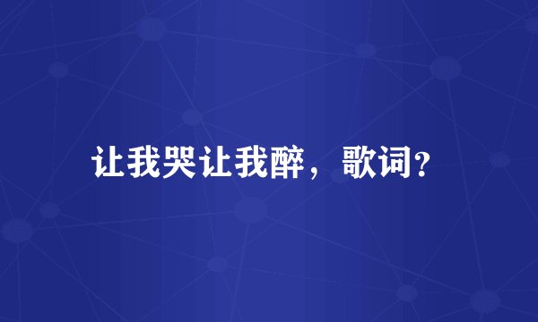 让我哭让我醉，歌词？
