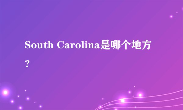South Carolina是哪个地方？