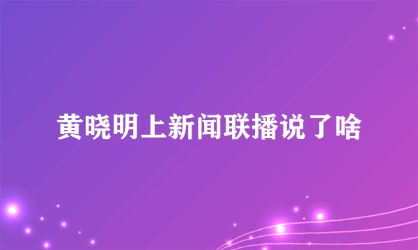 黄晓明上新闻联播说了啥