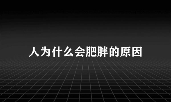 人为什么会肥胖的原因
