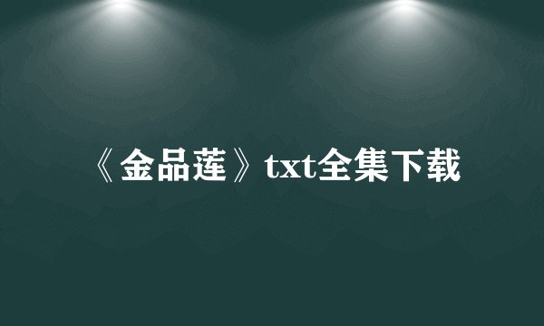 《金品莲》txt全集下载