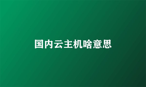 国内云主机啥意思
