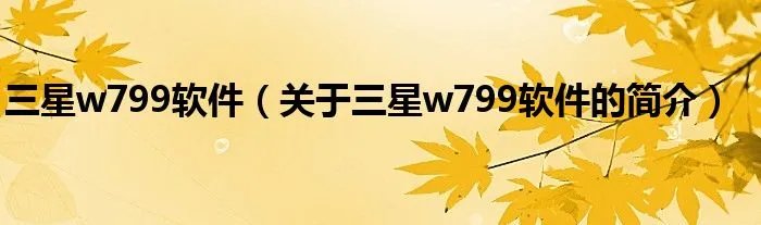 三星w799软件（关于三星w799软件的简介）