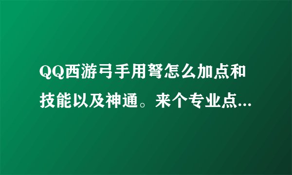 QQ西游弓手用弩怎么加点和技能以及神通。来个专业点的！本人45了！