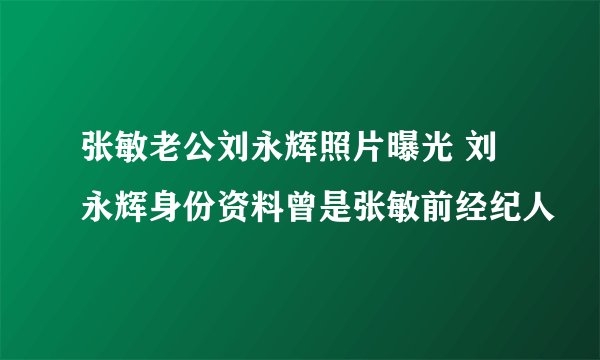 张敏老公刘永辉照片曝光 刘永辉身份资料曾是张敏前经纪人