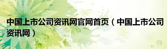 中国上市公司资讯网官网首页（中国上市公司资讯网）
