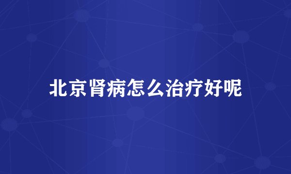 北京肾病怎么治疗好呢