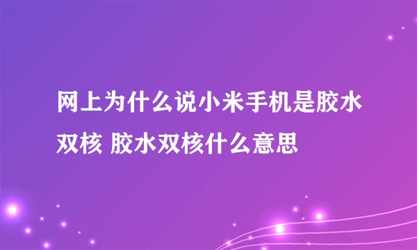 网上为什么说小米手机是胶水双核 胶水双核什么意思