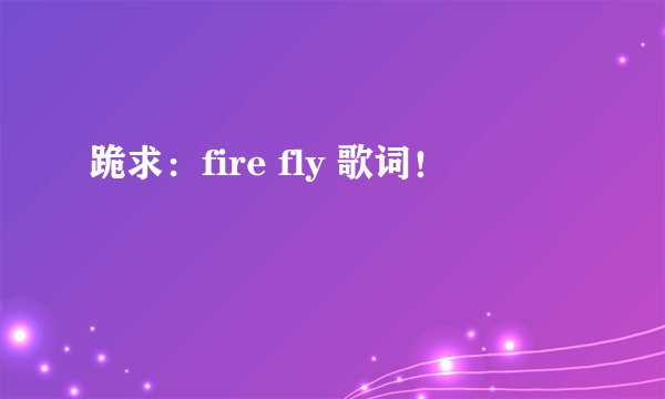 跪求：fire fly 歌词！