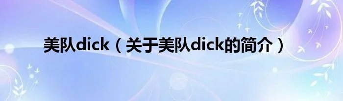 美队dick（关于美队dick的简介）