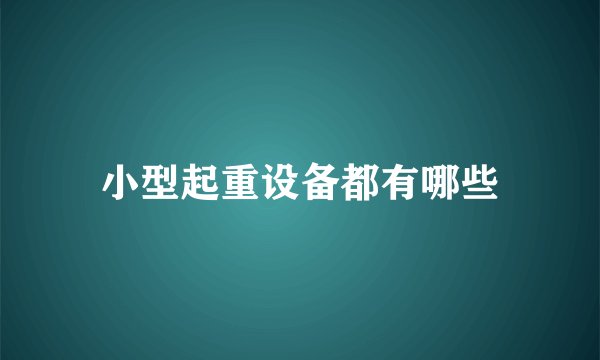 小型起重设备都有哪些