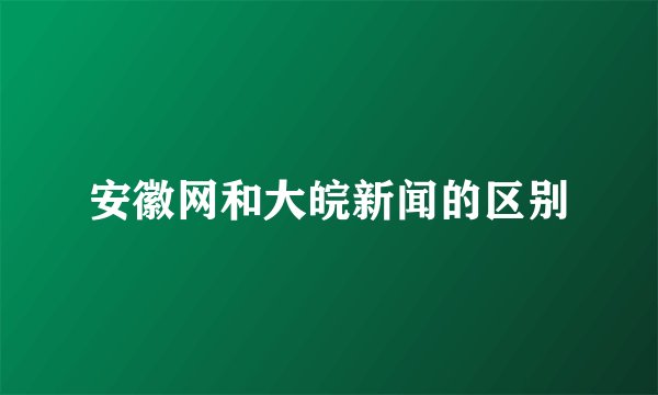 安徽网和大皖新闻的区别