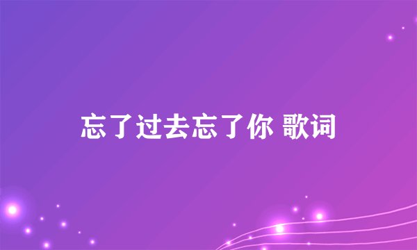 忘了过去忘了你 歌词