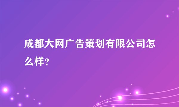 成都大网广告策划有限公司怎么样？