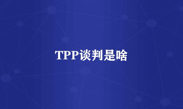 TPP谈判是啥