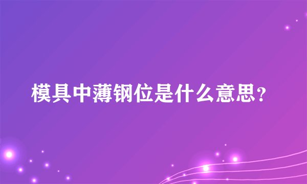 模具中薄钢位是什么意思？