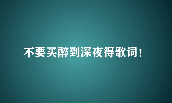 不要买醉到深夜得歌词！