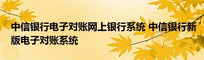 中信银行电子对账网上银行系统 中信银行新版电子对账系统