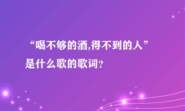 “喝不够的酒,得不到的人”是什么歌的歌词？