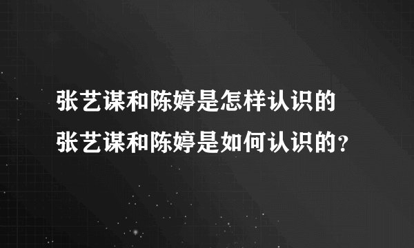 张艺谋和陈婷是怎样认识的 张艺谋和陈婷是如何认识的？