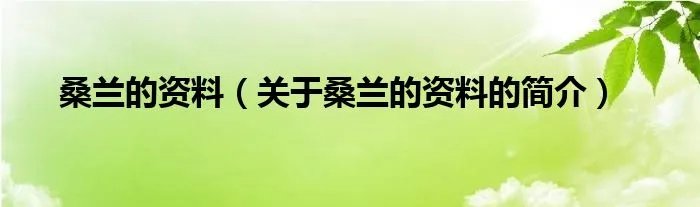 桑兰的资料（关于桑兰的资料的简介）