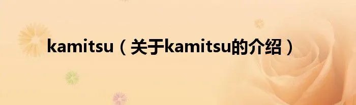 kamitsu（关于kamitsu的介绍）