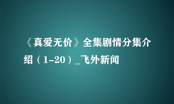《真爱无价》全集剧情分集介绍（1-20）_飞外新闻