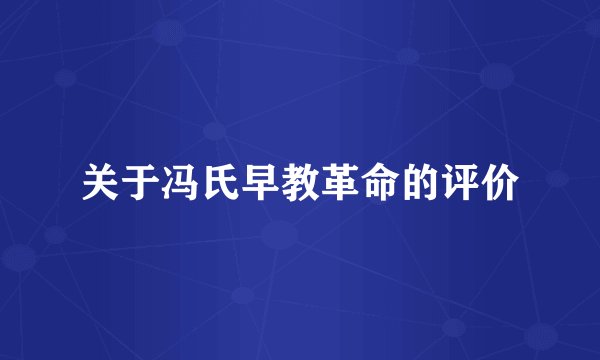 关于冯氏早教革命的评价
