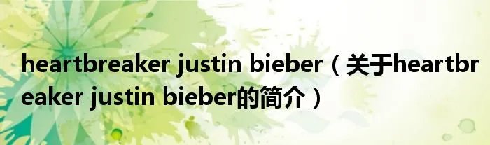 heartbreaker justin bieber（关于heartbreaker justin bieber的简介）