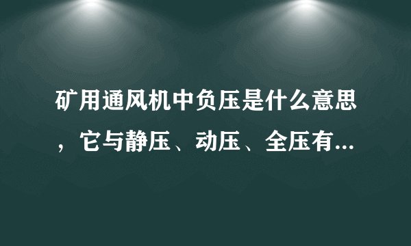 矿用通风机中负压是什么意思，它与静压、动压、全压有什么关系？跪求