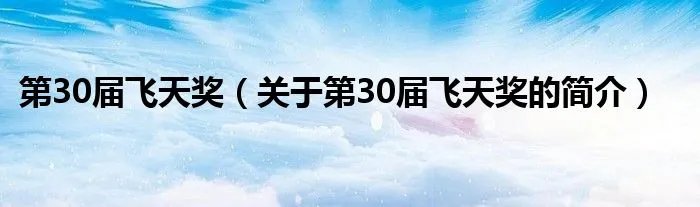 第30届飞天奖（关于第30届飞天奖的简介）